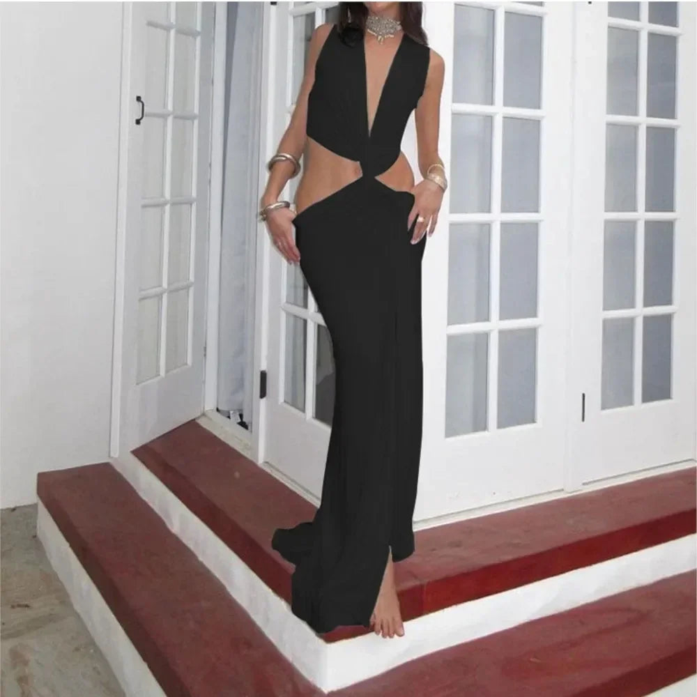 Lyxa Melbourne | Seraphina Draped High-Slit Maxi Dress