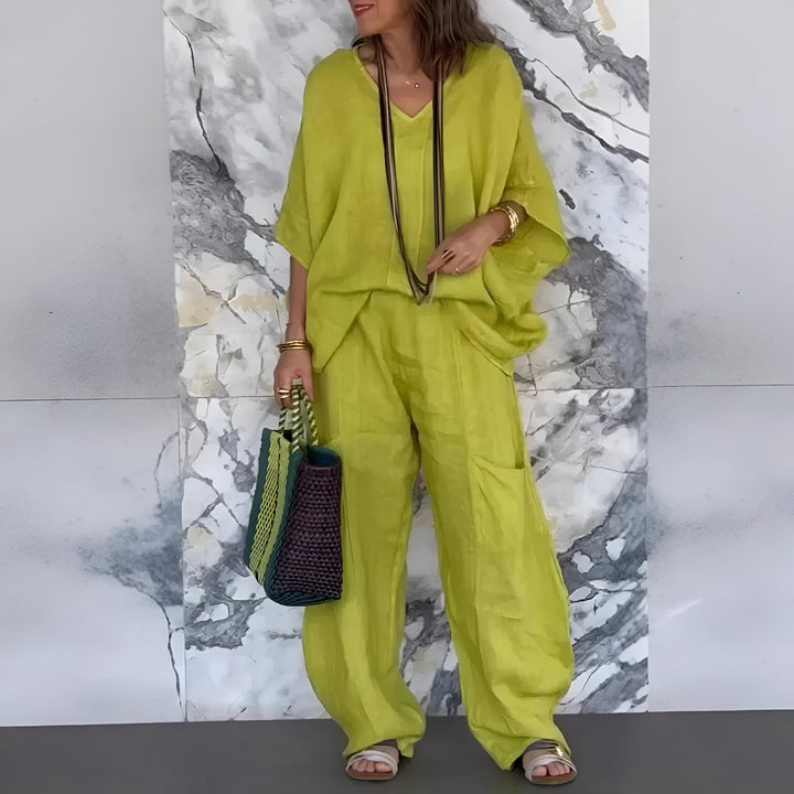 Elvyna™ - Casual two-piece set with V-neck