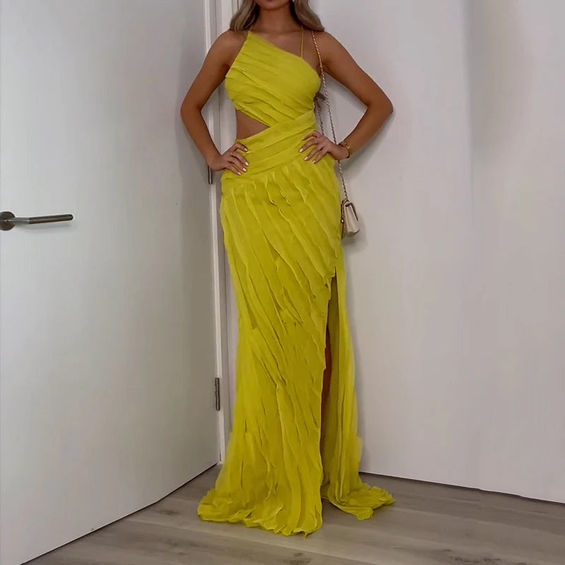 Lyxa Melbourne | Isla Pleated One-Shoulder Maxi Dress