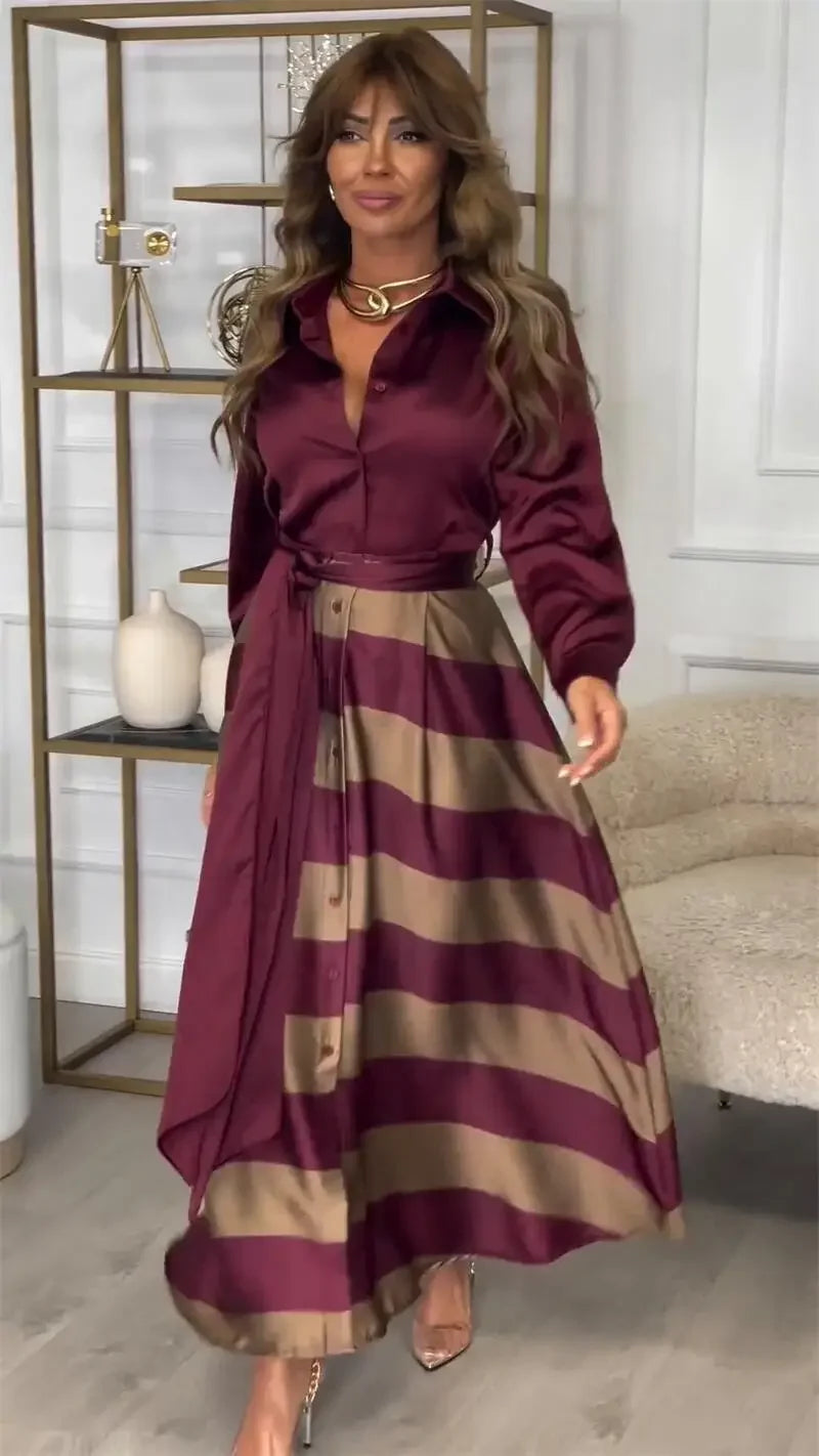 Lyxa Melbourne | Maribel Striped Shirt Maxi Dress
