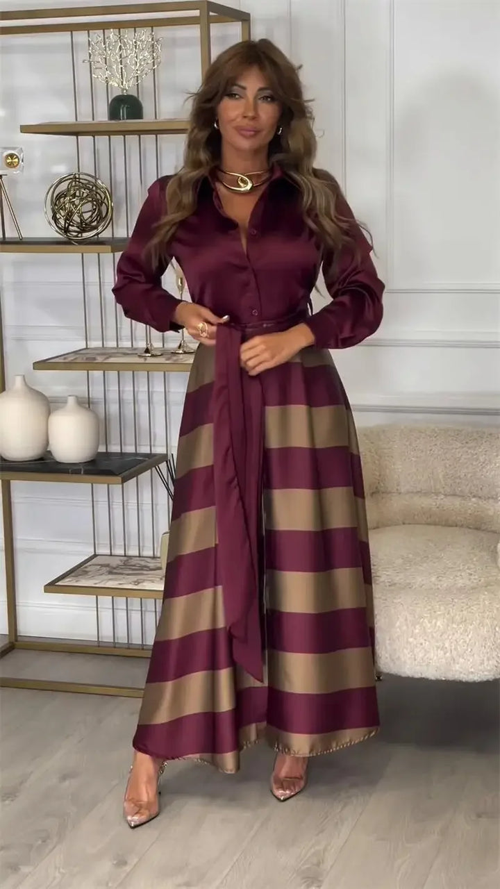 Lyxa Melbourne | Maribel Striped Shirt Maxi Dress