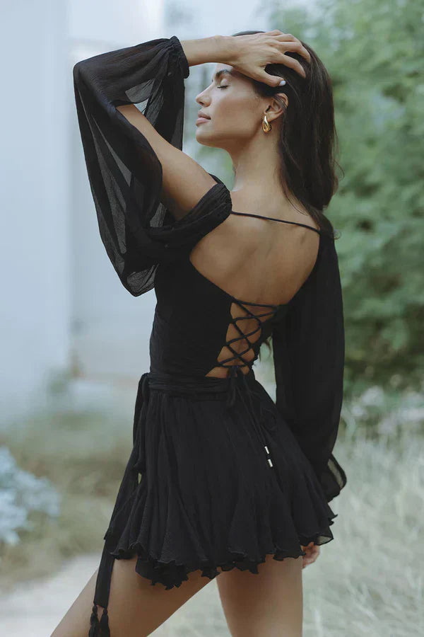 Calista Balloon-Sleeve Mini Dress