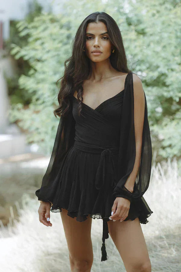 Calista Balloon-Sleeve Mini Dress
