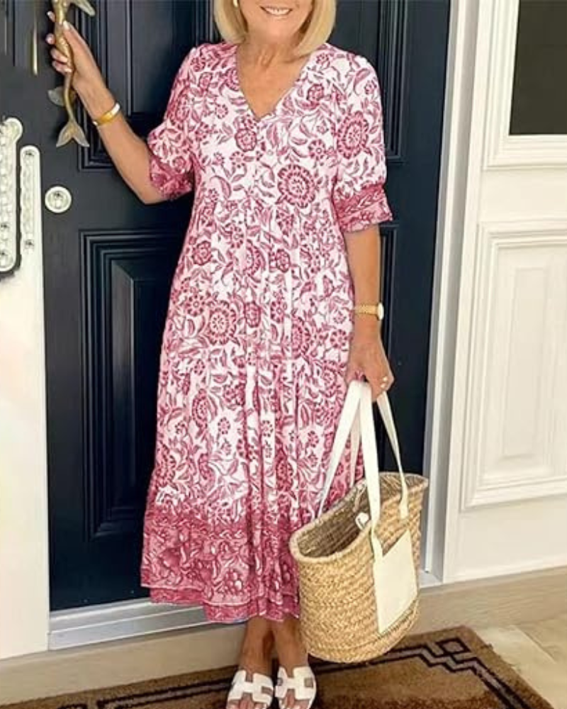 ARIAS - BOHEMIAN DRESS WITH V-NECK