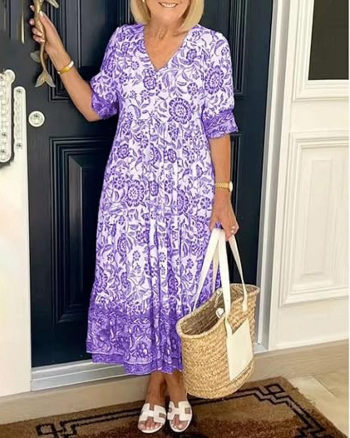 ARIAS - BOHEMIAN DRESS WITH V-NECK