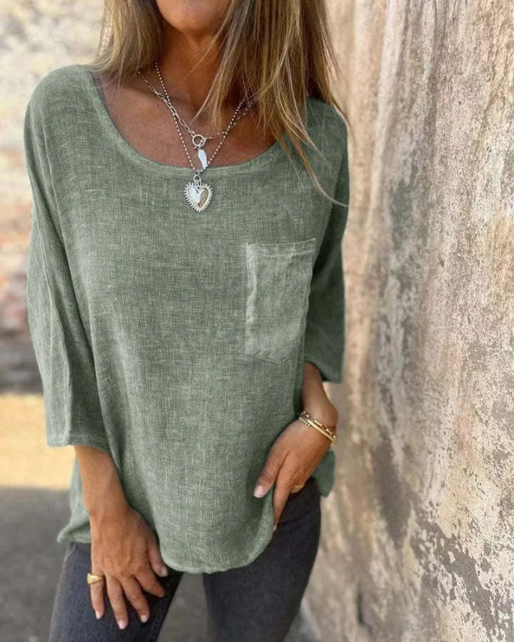 CEMAGI - CASUAL COTTON AND LINEN T-SHIRT