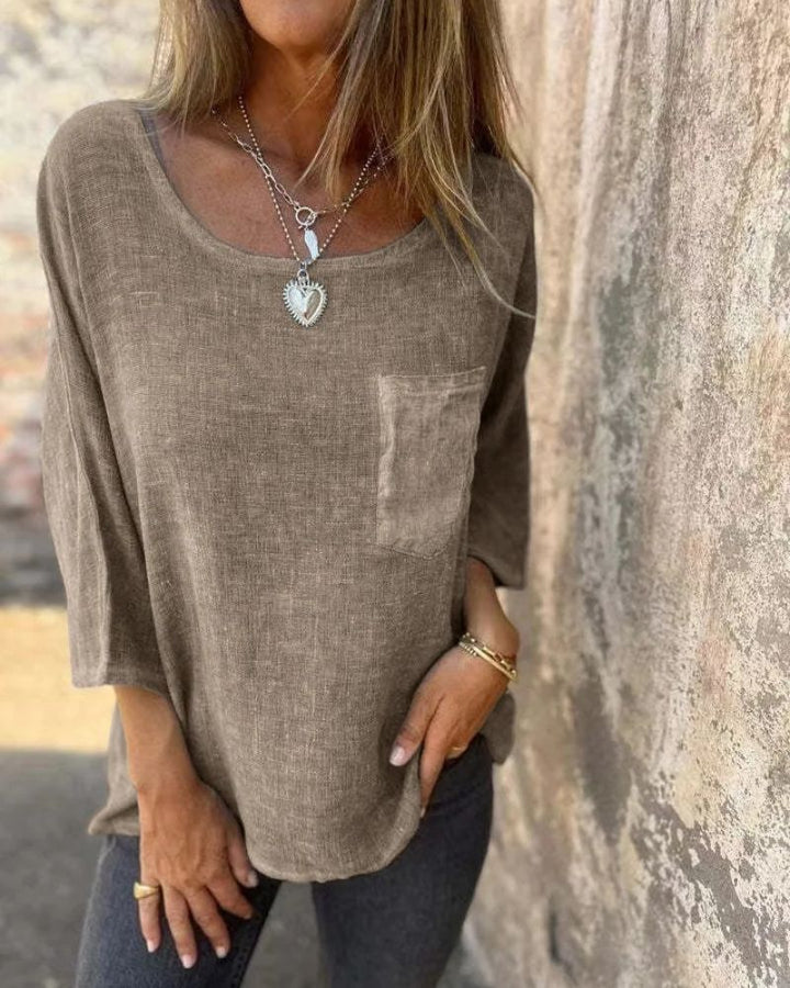 CEMAGI - CASUAL COTTON AND LINEN T-SHIRT