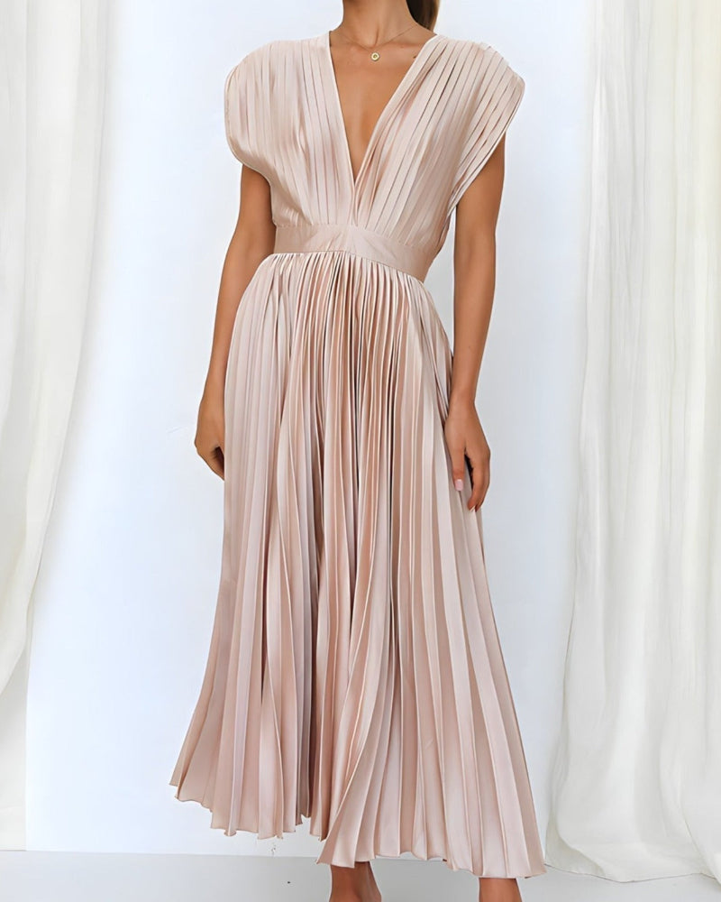 ELENA - MIDI PLEATED DRESS WITHOUT SLEEVES