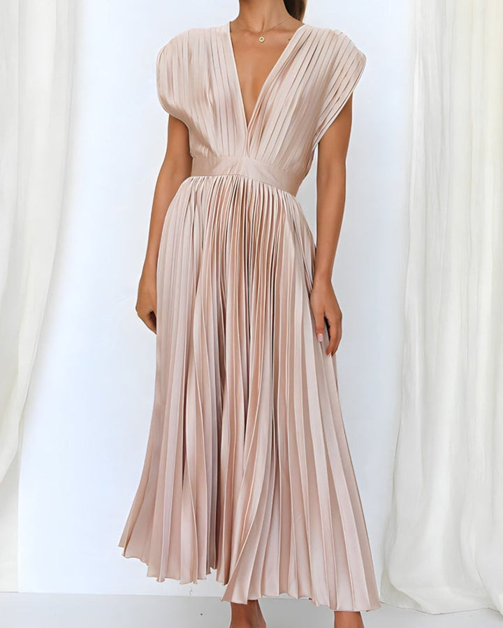 ELENA - MIDI PLEATED DRESS WITHOUT SLEEVES