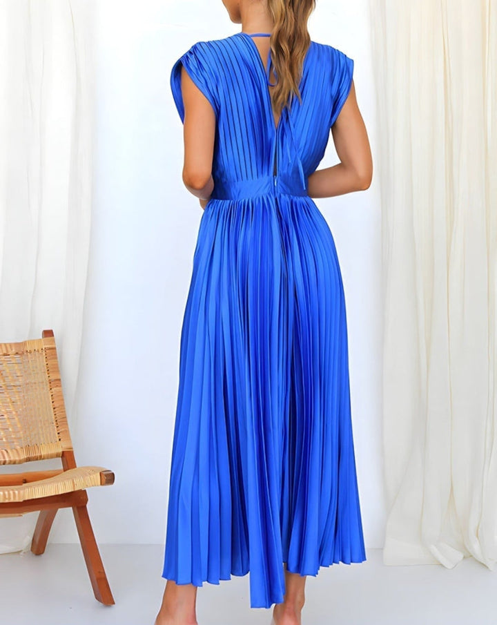 ELENA - MIDI PLEATED DRESS WITHOUT SLEEVES