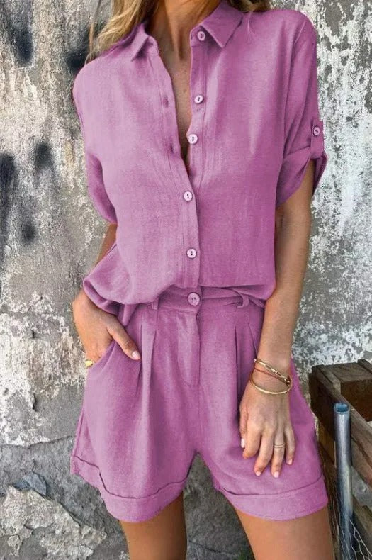 Elin Lightweight Linen-Cotton Summer Set
