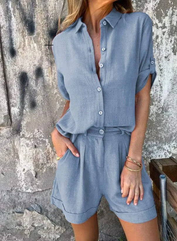 Elin Lightweight Linen-Cotton Summer Set