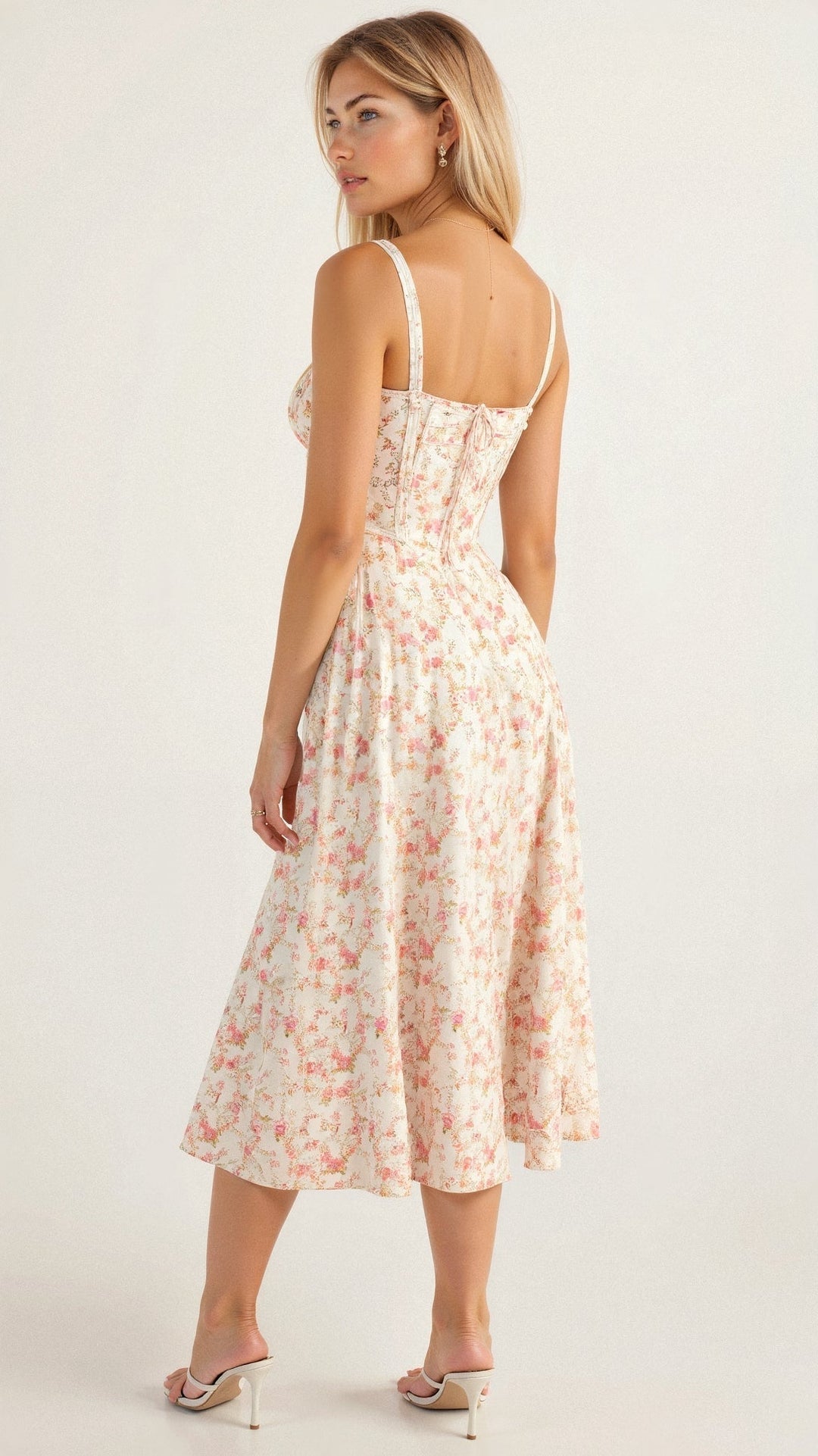Elara Blue Toile Midi Dress