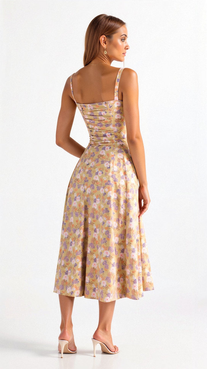 Elara Blue Toile Midi Dress