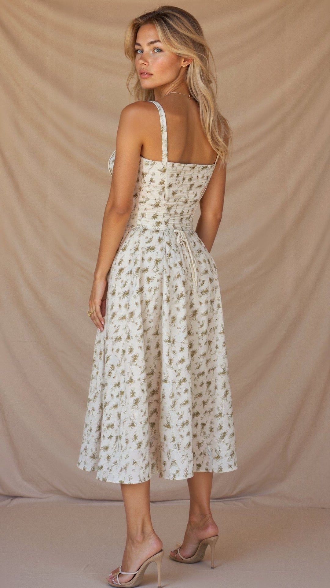 Elara Blue Toile Midi Dress