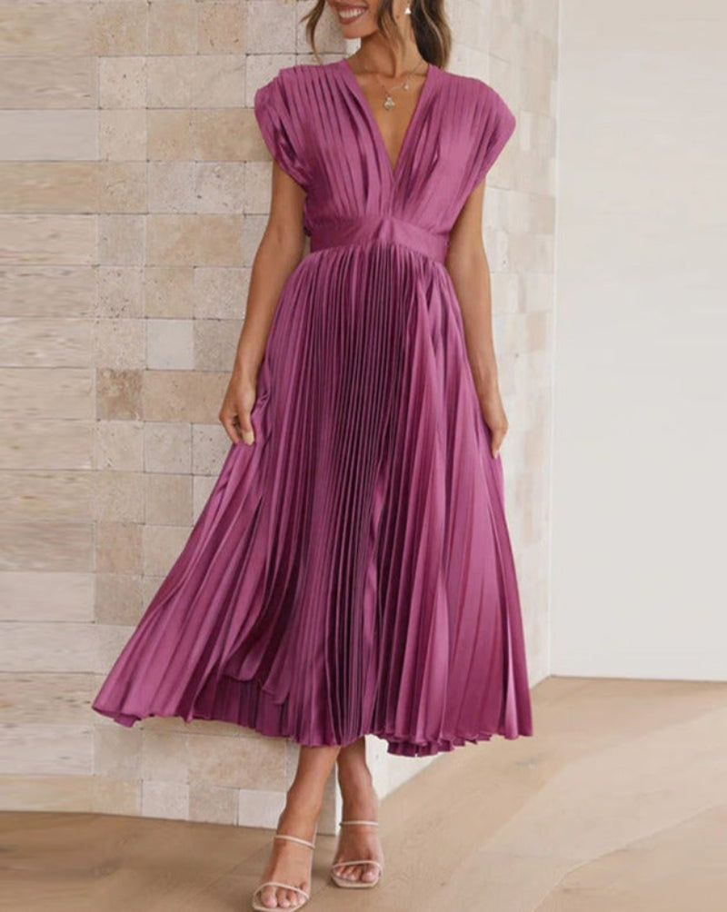 ELENA - MIDI PLEATED DRESS WITHOUT SLEEVES