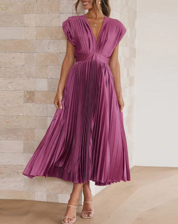 ELENA - MIDI PLEATED DRESS WITHOUT SLEEVES